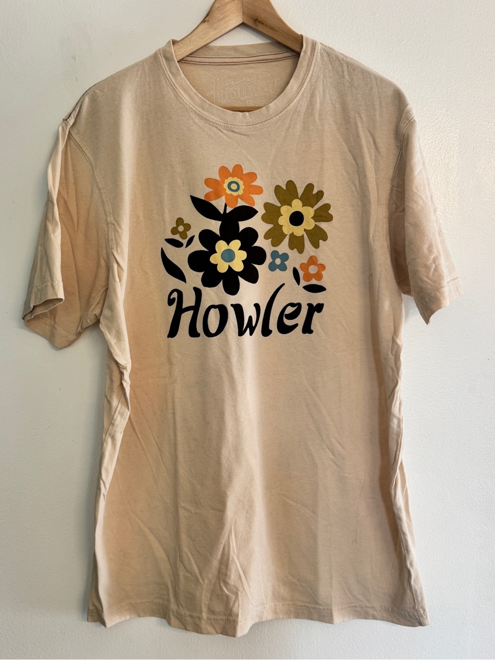 Howler Brothers Cream Tee with Retro Floral Graphic